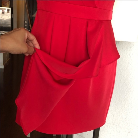 Bcbg inner bustier one shoulder red dress xs - Picture 8 of 10